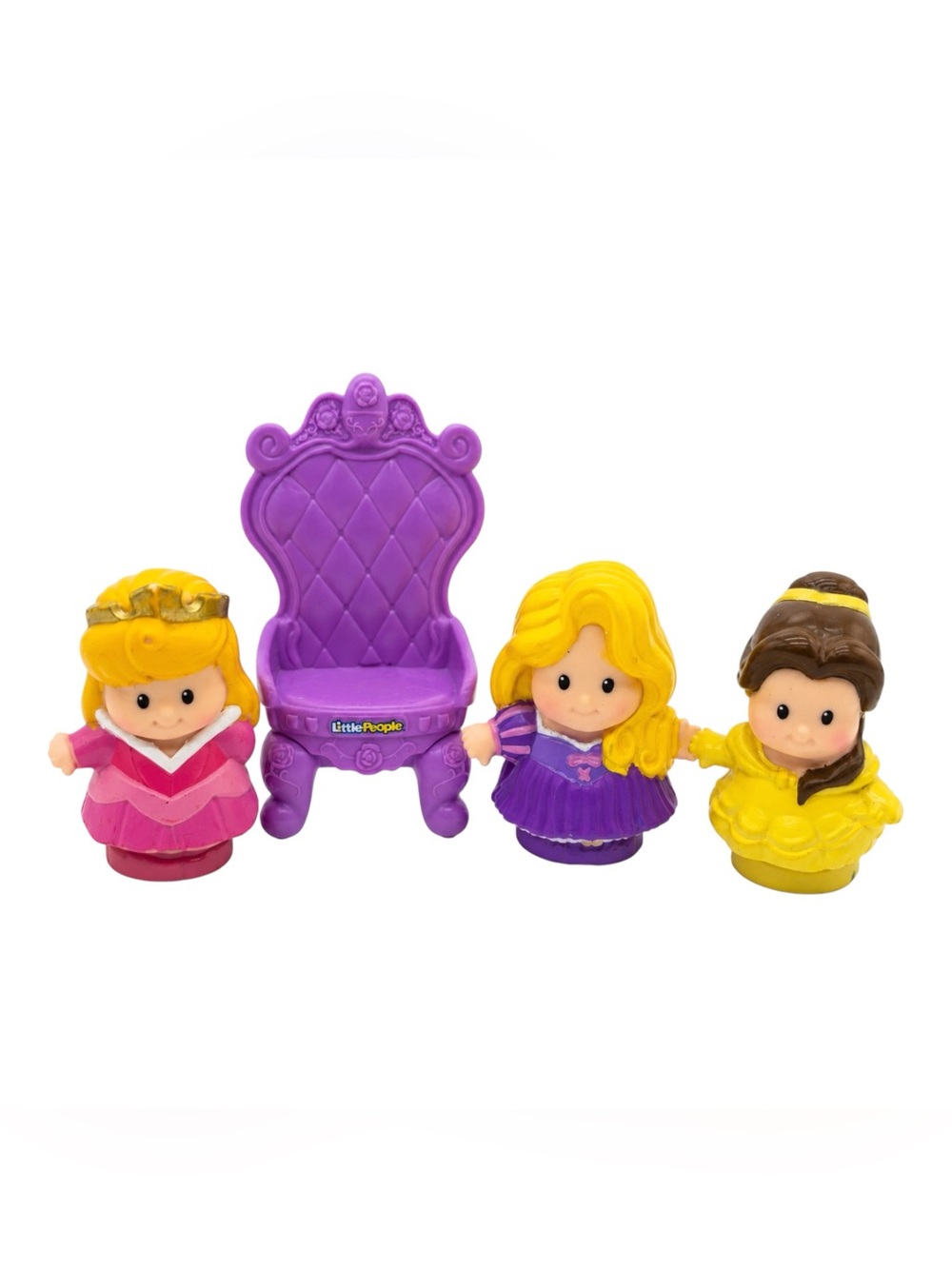 Fisher Price Little People Disney Princess Lot Belle Aurora Rapunzel Throne 2012 - Picture 1 of 10